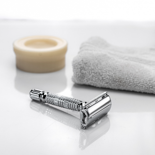 SustainaBLAH Stainless Steel Safety Razor - The Minimalist Silver Edition