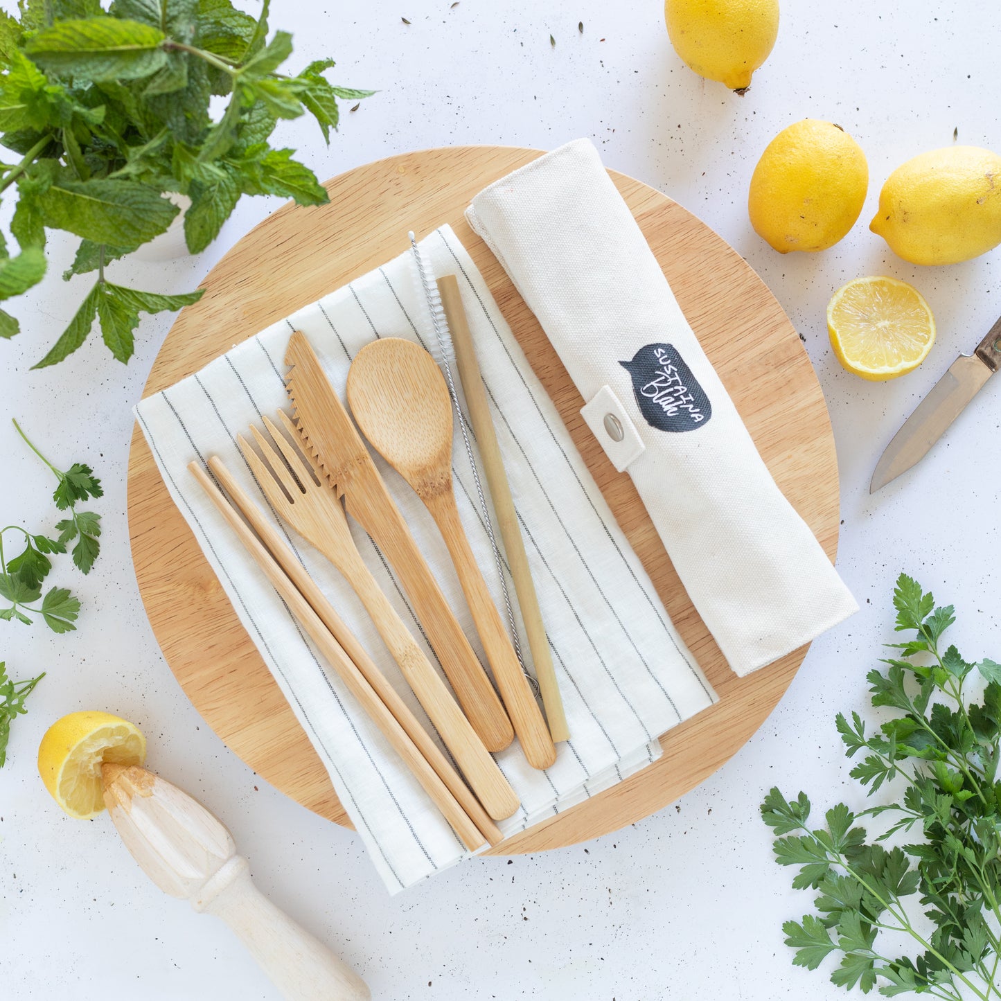 SustainaBLAH Reusable Bamboo Cutlery Set