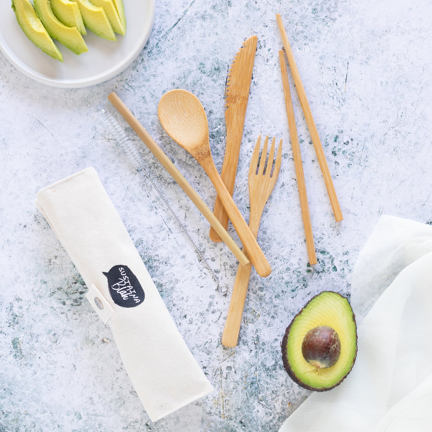 SustainaBLAH Reusable Bamboo Cutlery Set